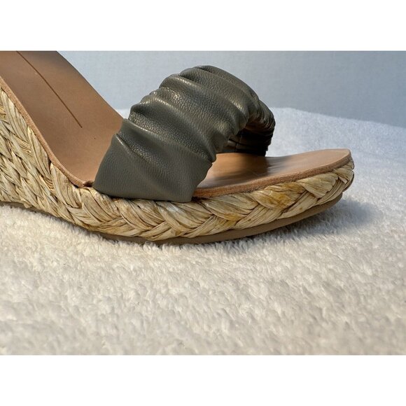 Dolce Vita Noor Espadrille Wedge Sandals 7.5 Light Gray Leather Ankle Strap - Picture 5 of 12